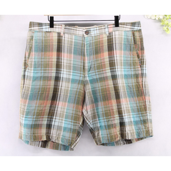 Tommy Bahama Other - Tommy Bahama Relax Men's Golf Chino Shorts Linen Blend Multi Color Plaid Sz 38